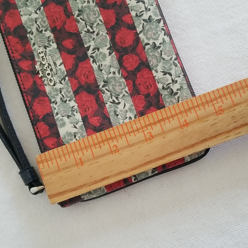 Coach Striped Roses Wristlet Large - Picture 6 of 8